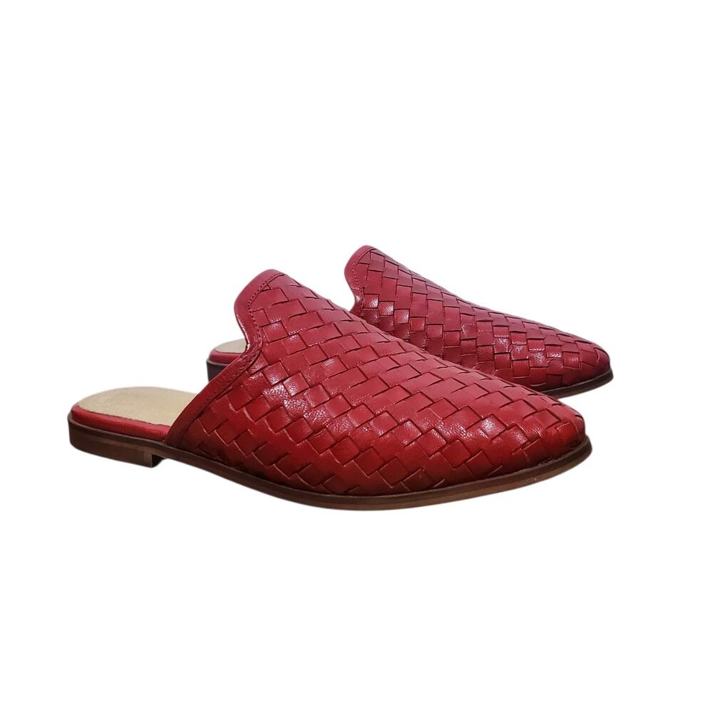 Seychelles Places To Go Woven Slip On Mules US 7.5 Red Leather Comfort Shoes